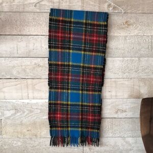 Vintage Clans Scotland fringe trim lambswool scarf